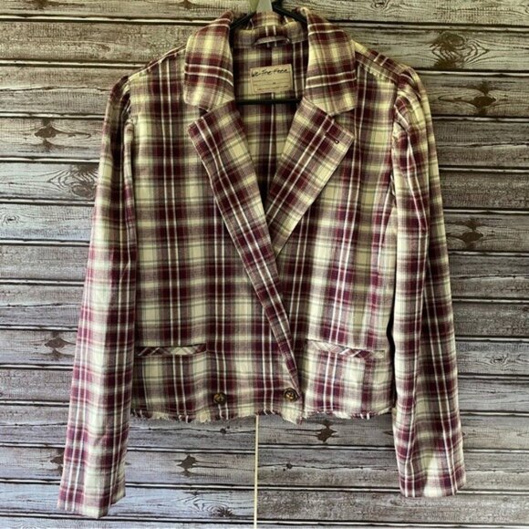 We The Free Women's Plaid‎ Cropped Blazer Size M - Picture 1 of 9
